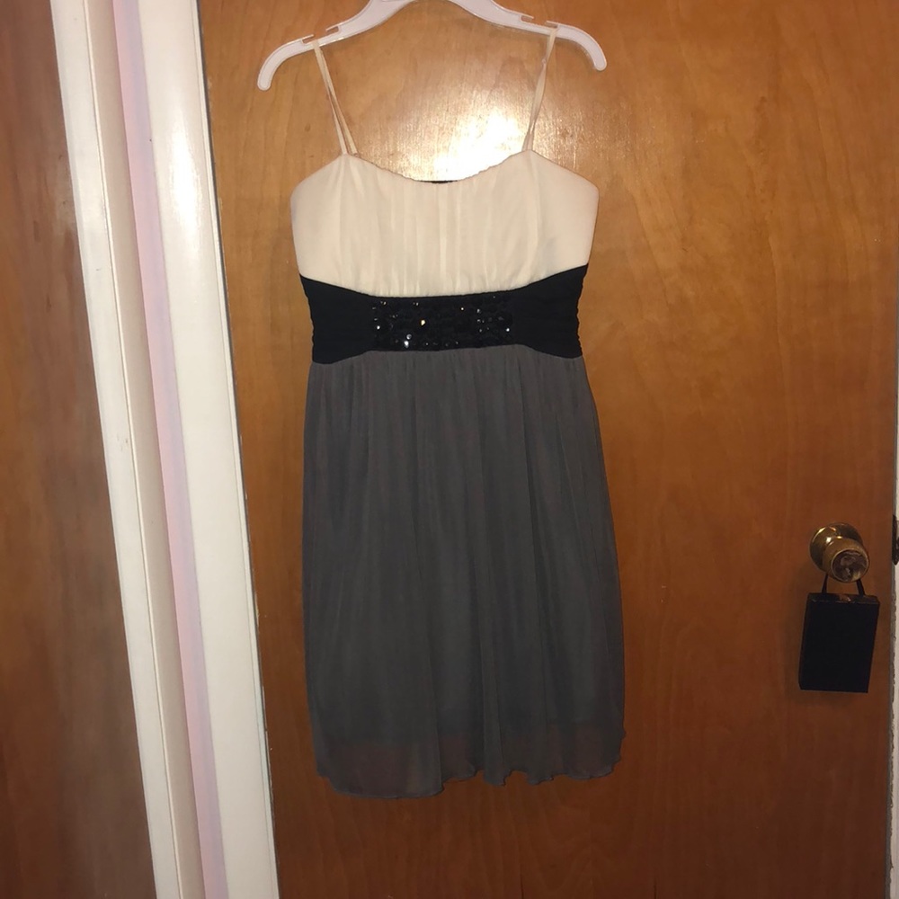 Grey black and white semi formal dress